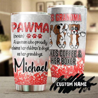 Boxer Grandma Loves Coffee And Boxers Pawma Grandkids Funny Personalized Tumblerbirthday Gift Christmas Gift For Grandma - Thegiftio UK