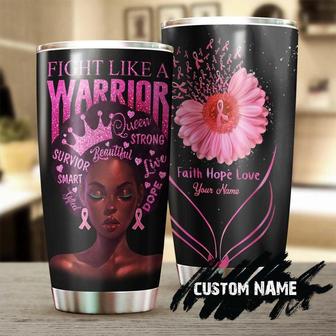 Custom Gift For Her Breast Cancer Warrior Black Woman Personalized Stainless Steel 20oz Tumbler breast Cancer Tumbler Pink Ribbon Tumbler cancer Treatment Care Gift - Thegiftio UK