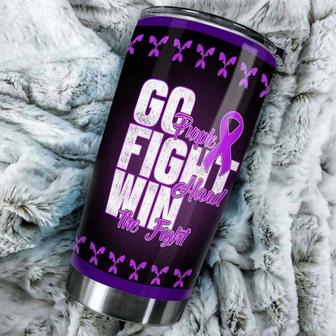 Breast Cancer Warrior Go Fight Win Purple Steel Tumblerbreast Cancer Tumbler Pink Ribbon Tumblercancer Treatment Care Gift Gift For Her - Thegiftio UK
