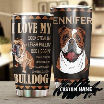 Bulldog And Kiss Personalized Tumbler Gift For Bulldog Dad For Bulldog Mom Gift For Bulldog Lover Bull Dog Gift Idea - Thegiftio UK