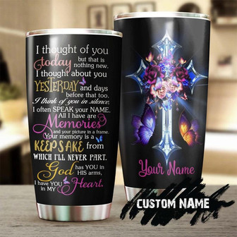 Butterfly Faith Crystal Cross I Have You In My Heart Memorial Gift Personalized Tumblerbirthday Christmas Gift For Catholic Christians - Thegiftio UK