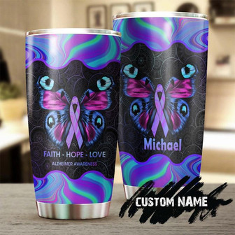 Butterfly Faith Hope Love Alzheimer Awareness Personalized Tumblerbirthday Christmas Gift For Jesus Catholic Christians Gift For Alzheimer - Thegiftio UK