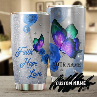 Butterfly Faith Hope Love Roses Jewelry Style Personalized Tumblerbirthday Christmas Gift For Jesus Catholic Christians - Thegiftio UK