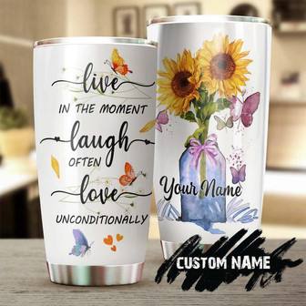 Butterfly Live In The Moment Love Unconditionally Laugh Often Personalized Tumblerbirthday Gift Christmas Gift For Butterfly Lover For Her - Thegiftio UK