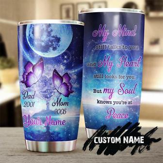 Custom Gift For Her, Butterfly Stainless Steel 20oz Tumbler, Memory Missing You Dad And Mom Butterfly Personalized Tumbler memorial Gift Christmas Gift For Butterfly Lover - Thegiftio UK