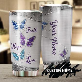 Butterfly Silver Style With Cross Personalized Tumblerbirthday Gift Christmas Gift For Butterfly Lover For Her - Thegiftio UK