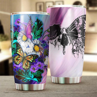 Butterfly Skull Flower Tumblerunique Fancy Tumbler Gift Birthday Gift Christmas Gift For Butterfly Lover For Her - Thegiftio UK