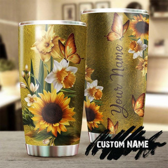 Butterfly Sunflower Lily Personalized Butterfly Tumblerunique Tumblerbirthday Gift Christmas Gift For Butterfly Lover For Her - Thegiftio UK