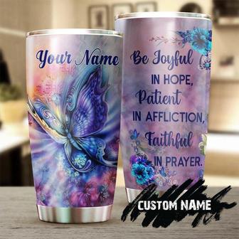 Butterfly Tribal 3D Be Faithful In Prayer Be Joyful In Hope Personalized Tumblerbirthday Gift Christmas Gift For Butterfly Lover For Her - Thegiftio UK