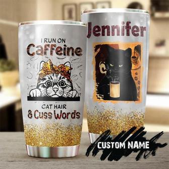 Cat I Run On Caffeine Cat Hair Cuss Words Personalized Tumblercat Tumbler Gift For Cat Mom Cat Dad Gift For Cat Lovercat Day Gift - Thegiftio UK