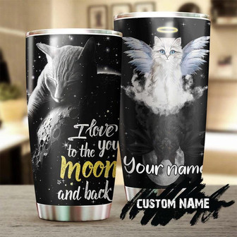 Cat Love You To Moon And Back Personalized Tumblerblack Cat Tumbler Cat Mom Cat Dad Gift Gift For Cat Lovermemorial Giftcat Day Present - Thegiftio