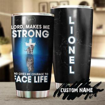 Cat Tiger Lord Make Me Strong Personalized Tumblercat Tumblergift For Cat Mom Cat Dad Gift For Cat Lovercat Day Giftchristian Gift - Thegiftio UK