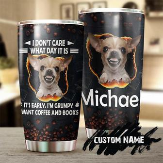 Chihuahua Want Coffee And Books Personalized Tumbler Reading Tumbler Book Lover Gift Bookaholic Tumbler Bookworm Gift Gift For Her - Thegiftio