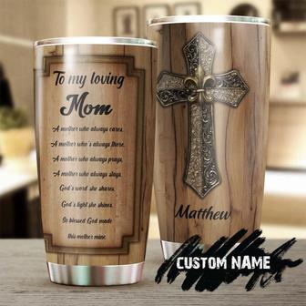 Gift For Mom From Son Daughter, Christian Mom God Made You My Mom Metal Cross Stainless Steel 20oz Tumbler, Personalized Tumbler With Name, Birthday Gift Christmas Gift Mother's Day - Thegiftio UK
