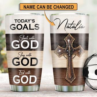 Classic Personalized Cross Stainless Steel Tumbler Start The Day With God - Thegiftio UK