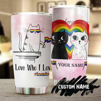 Couple Cat I Love Who I Love Personalized Tumblercat Tumbler Gift For Cat Mom Cat Dad Gift For Cat Loverlgbt Couple Giftlgbt Gift - Thegiftio UK