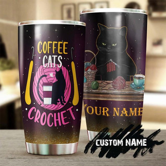 Custom Gift For Her, Crochet Cat Coffee Personalized Stainless Steel 20oz Tumbler crochet Knitting Tumbler Special Birthday Gift Gift For Her Present - Thegiftio UK