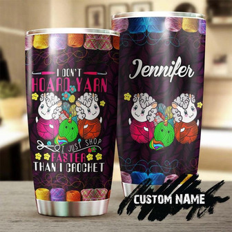 Custom Gift For Her For Mom Grandma, Crochet Is My Happy Place Personalized Stainless Steel Tumbler 20oz Knitting Tumbler Special Birthday Gift Present For Crochet Lover - Thegiftio UK