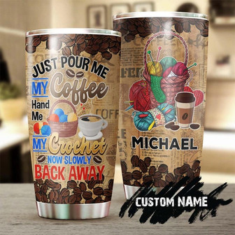 Custom Gift For Her Crochet Yarn Loving And Coffee Drinking Personalized Steel Tumbler 20oz Knitting Tumbler Birthday Gift Present For Crocheter - Thegiftio UK