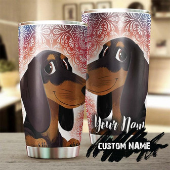 Cute Dachshund Mandala Personalized Custom Tumbler Gift For Dachshund Dad Dachshund Mom Gift For Dachshund Lover Dog Lover Gift - Thegiftio UK