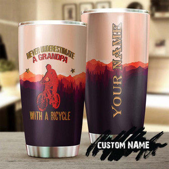 Cycling Grandpa Never Underestimate Grandpa With A Bicycle Personalized Tumblergrandpa Tumblerbirthday Christmas Gift For Grandfather - Thegiftio