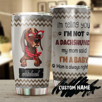 Dachshund Baby Gallery Wrapped Personalized Tumbler Gift For Dachshund Dad Dachshund Mom Gift Dachshund Lover Dog Lover Gift - Thegiftio UK