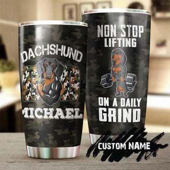 Dachshund Gym Dad Personalized Custom Tumbler Father'S Day Gift For Dachshund Dad Gift For Dachshund Lover Dog Gym Lover Gift Idea - Thegiftio UK