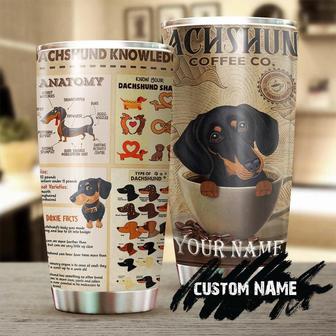 Dachshund Knowledge Coffee Lover Personalized Custom Tumbler Gift For Dachshund Dad Dachshund Mom Gift For Dachshund Lover Dog Lover Gift - Thegiftio UK