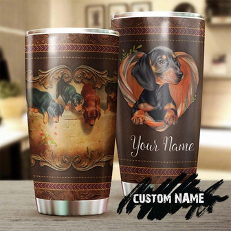 Dachshund Wooden Vintage Style Personalized Custom Tumbler Gift For Dachshund Dad Dachshund Mom Gift For Dachshund Lover Dog Lover Gift - Thegiftio UK