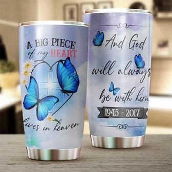 Dad Lives In Heaven God Will Always Be With Him Butterfly Personalized Tumblermemorial Gift Christmas Gift For Butterfly Lover For Her - Thegiftio UK
