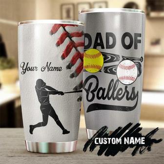 Dad Of Ballers Baseball Softball Personalized Tumblerbirthday Christmas Father'S Day Gift For Son From Father Dad - Thegiftio UK