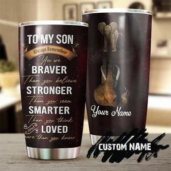 Dad To Son Elephant You Are Braver Than You Think Personalized Tumblerbirthday Gift Christmas Gift For Son From Dad For Elephant Lover - Thegiftio UK