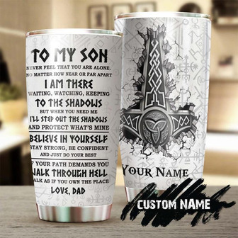 Dad To Son Viking Believe In Yourself Personalized Tumblerbirthday Gift Christmas Gift For Viking Son From Dad For Viking Lover - Thegiftio UK