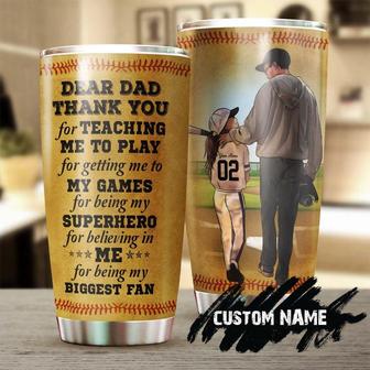 Gift For Softball Dad From Daughter, Biggest Fan Personalized 20oz Tumbler, Stepdad Father In Law Uncle Grandpa Husband Brother, Birthday Christmas Father's Day Gift, - Thegiftio