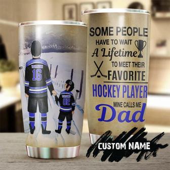 Gift For Dad From Son, Daddy And Son Favorite Hockey Player Personalized Tumbler, Stainless Steel 20oz Travel Tumbler birthday Christmas Father's Day Gift For Softball Dad From Ice Hockey Son - Thegiftio UK