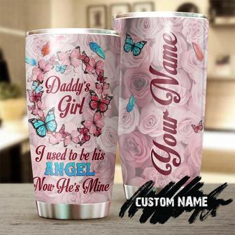 Daddy'S Girl I Used To Be His Angel Now He'S Mine Butterfly Personalized Tumblermemorial Gift Christmas Gift For Butterfly Lover For Her - Thegiftio UK
