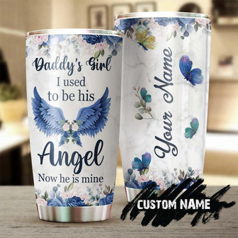 Daddy'S Girl Memorial Dad Gift Daughter Butterfly Personalized Tumblermemorial Gift Christmas Gift For Butterfly Lover For Her - Thegiftio