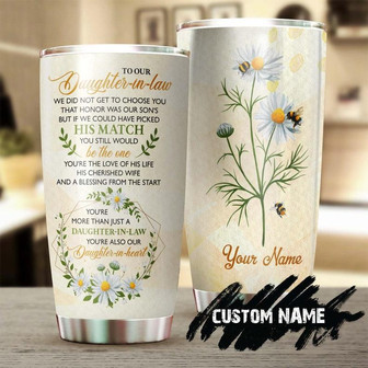 Gift For Daughter In Law, You Are Daughter In My Heart Daisy Personalized Stainless Steel 20oz Tumbler, birthday Gift Christmas From Mother In Law - Thegiftio