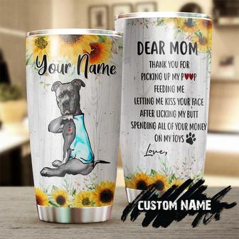 Dear Mom Thank You Pitbull Personalize Dog Tumblermother'S Day Gift Pitbull Mom Giftgift For Dog Pitbull Loverfancy Pitbull Tumbler - Thegiftio UK