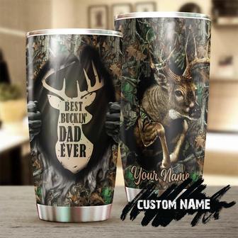 Gift For Dad From Son, Dad Tumbler, Deer Best Bucking Dad Ever Personalized Stainless Steel 20oz Tumbler, Birthday Christmas Hunting Gift Father's Day - Thegiftio UK