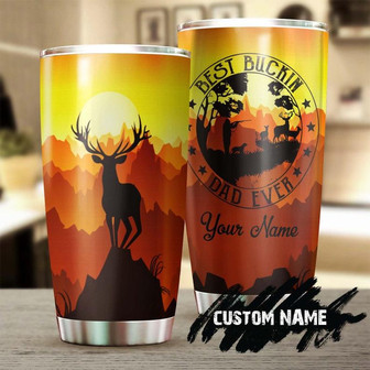 Deer Sunset View Best Bucking Dad Ever Personalized Tumblerbirthday Christmas Gift Father'S Day Gift For Dad From Daughter Son - Thegiftio UK