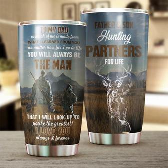 Gift For Dad, Deer To My Dad Son Hunting Partner For Life Stainless Steel 20oz Tumbler birthday Gift Christmas Gift Father's Day From Son - Thegiftio UK