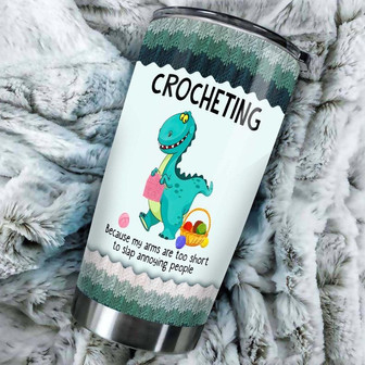 Gift For Her Dinosaur Crocheting Stainless Steel Tumbler Knitting Tumbler Special Birthday Gift Present For Crocheter - Thegiftio UK