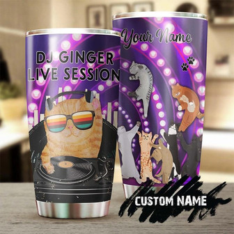 Dj Cat Party Cat Funny Cat Personalized Tumblercat Tumbler Gift For Cat Mom Cat Dad Gift For Cat Lovercat Day Gift - Thegiftio
