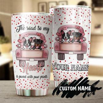 Dog The Road To My Heart Is Paved With Paws Personalized Tumbler Gift For Border Collie Mom Rottweiler Mom Mother'S Day Gift - Thegiftio UK