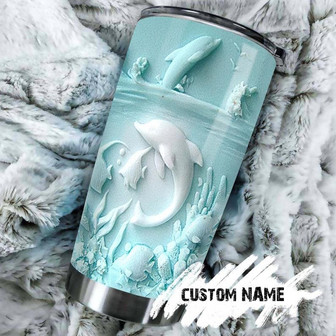 Dolphin Ceramic Personalized Dolphin Tumblermeaningful Christmas Birthday Valentine Gift For Her For Him Dolphin Lover - Thegiftio UK