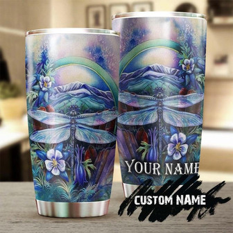 Dragonfly And Flower Purple Personalized Tumblerbirthday Gift Christmas Gift For Her For Him For Dragonfly Lover - Thegiftio UK