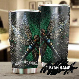 Dragonfly Dark Green Personalized Tumblerbirthday Gift Christmas Gift For Her For Him For Dragonfly Lover - Thegiftio UK