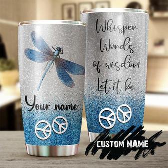 Dragonfly Hippie Blue Let It Be Personalized Tumblerbirthday Gift Christmas Gift For Her For Him For Dragonfly Lover - Thegiftio UK
