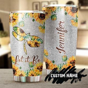 Dragonfly Hippie Sunflower Let It Be Personalized Tumblerbirthday Gift Christmas Gift For Her For Him For Dragonfly Lover - Thegiftio UK